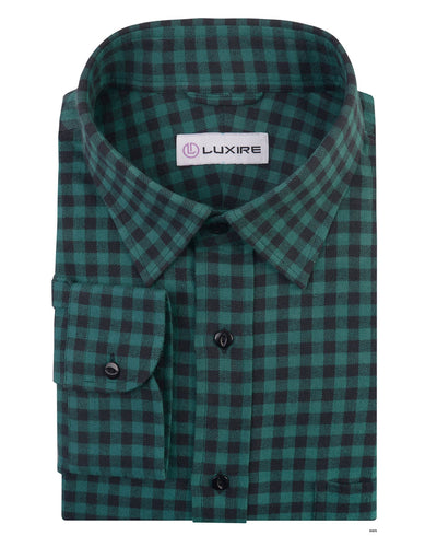 Chemise de travail en flanelle à carreaux vichy verts et noirs