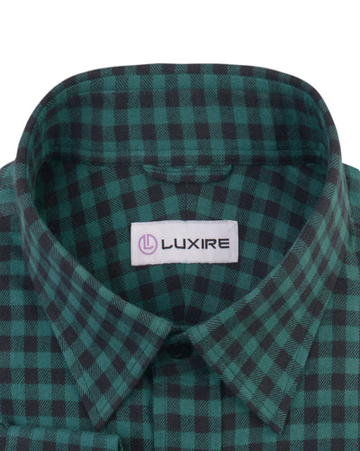 Chemise de travail en flanelle à carreaux vichy verts et noirs