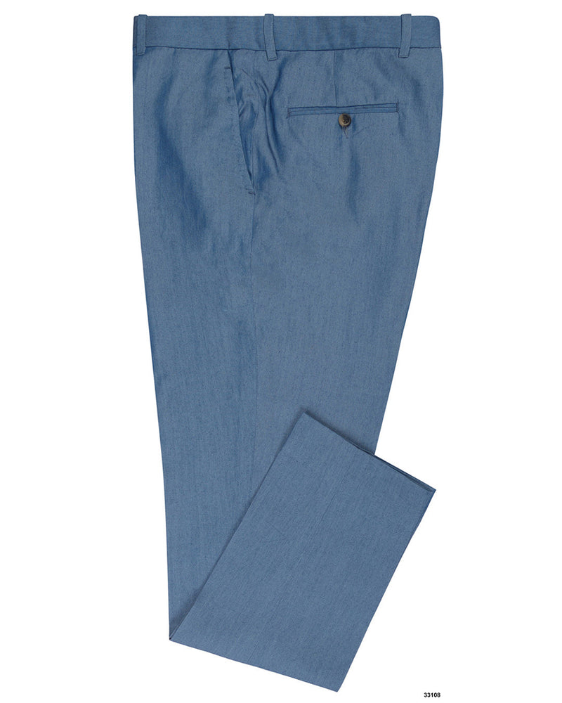 Pantalon bleu uni en coton