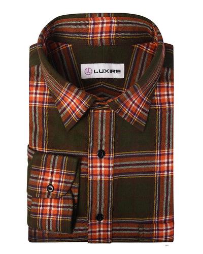 Grün-orange karierter Flanell
