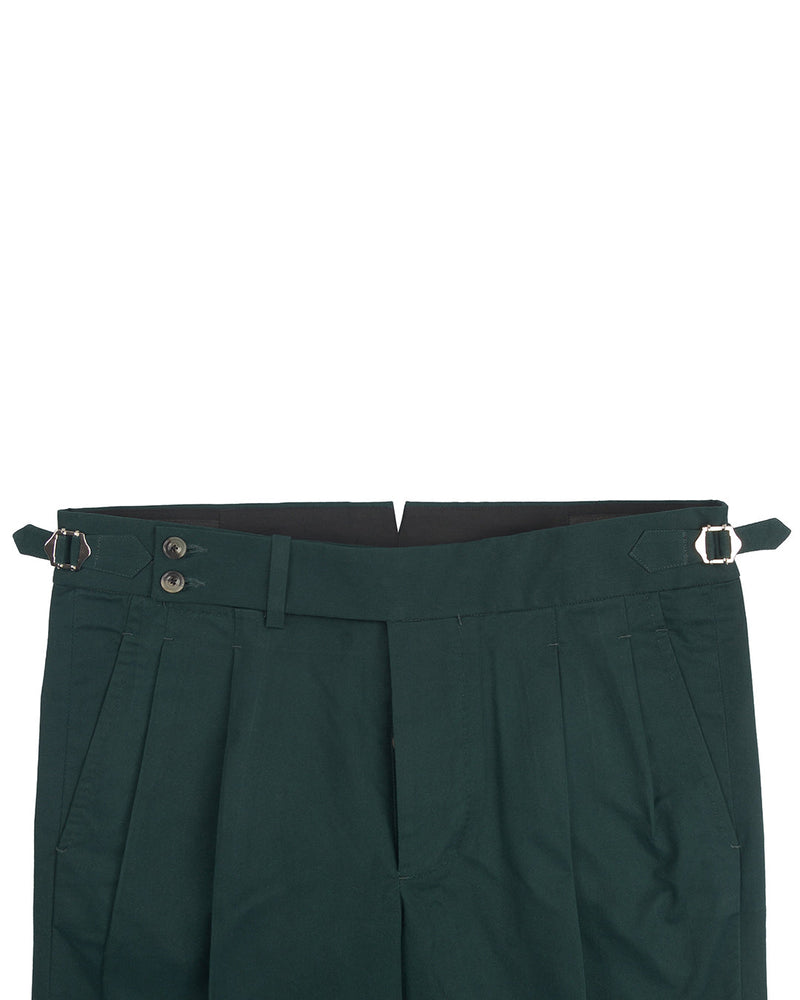 Pantalon en sergé souple vert bouteille