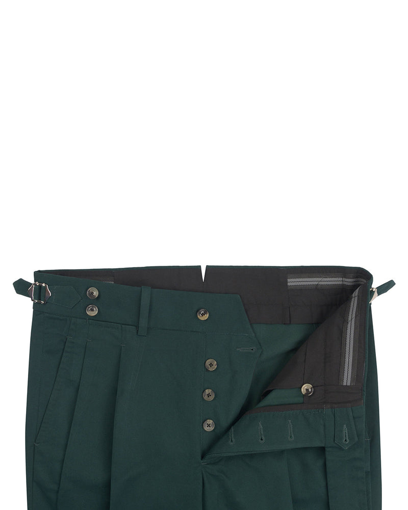 Pantalon en sergé souple vert bouteille