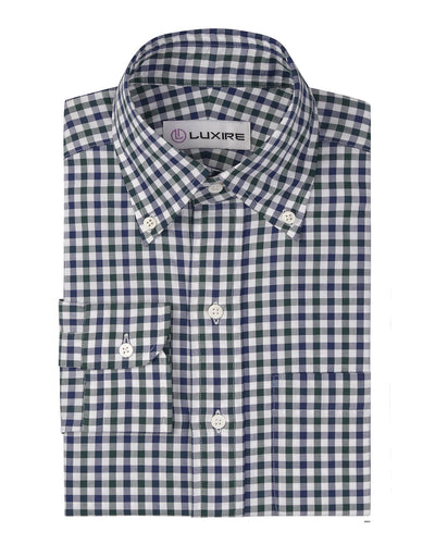 Weißer blauer grüner Gingham