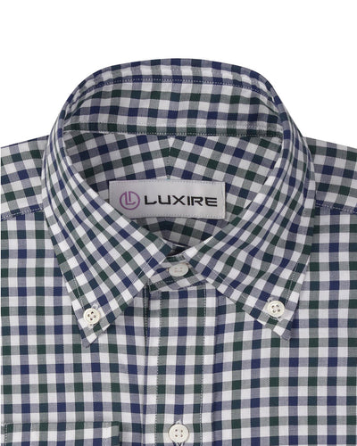 Weißer blauer grüner Gingham