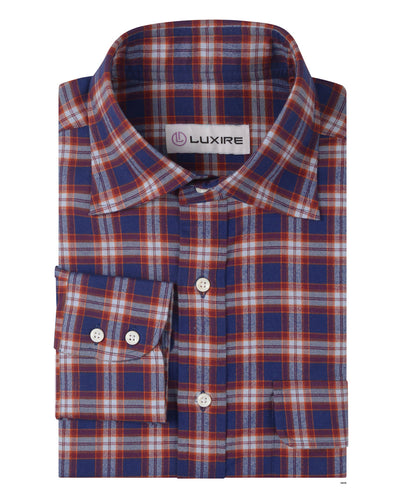 Sergé souple Tattersall bleu marine prune