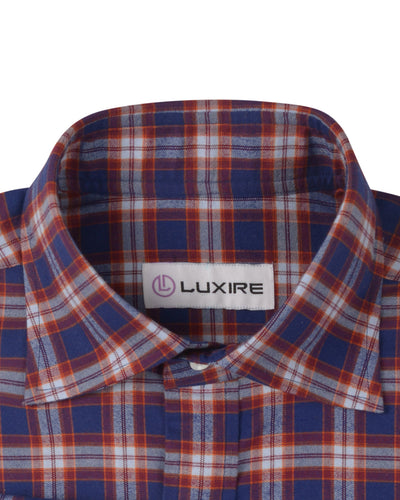 Sergé souple Tattersall bleu marine prune