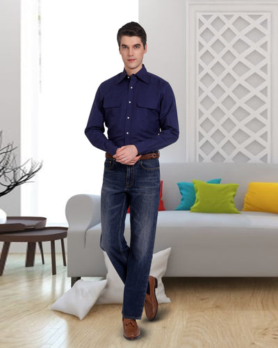 Marineblaues Chambray-Hemd