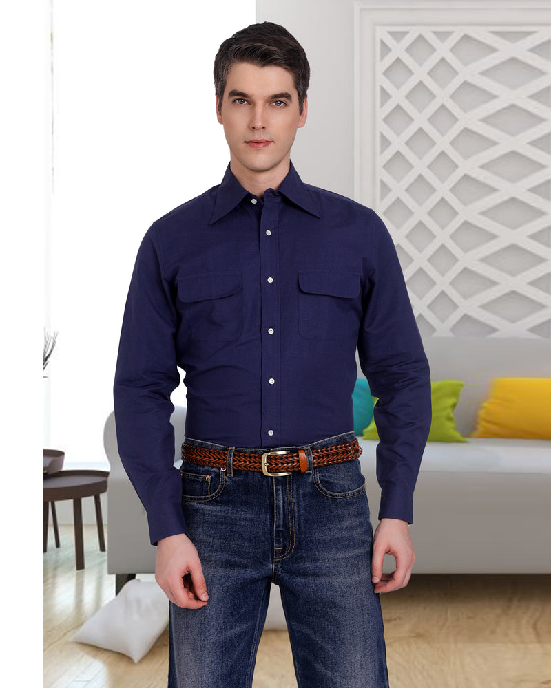 Marineblaues Chambray-Hemd