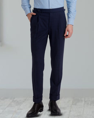 Plissierte Vitale Barberis Canonico – 4-fädige Tropenwolle: Dunkel-Indigoblaue Anzughose
