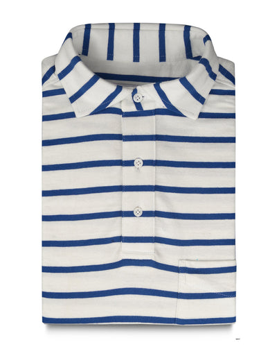 Marineblau-weiß gestreiftes Polo-T-Shirt