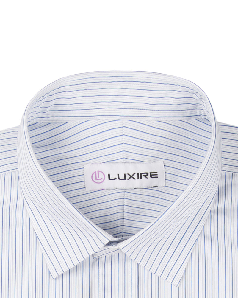 A Touch of Silk: Blue Shadow Stripes on White: Natural Wrinkle Free