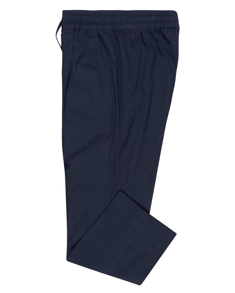Pantalon bleu marine en sergé souple à cordon de serrage