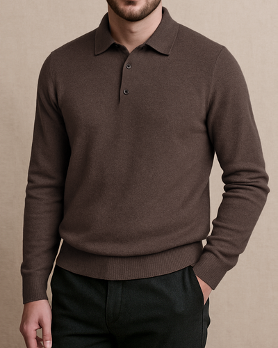 EZS Merino-Wollpolo, braun, langärmlig