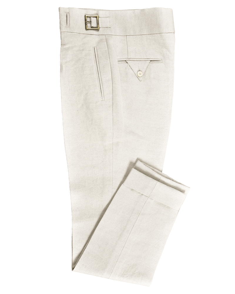 Gurkha Hose Leinen Vintage Creme Birdseye