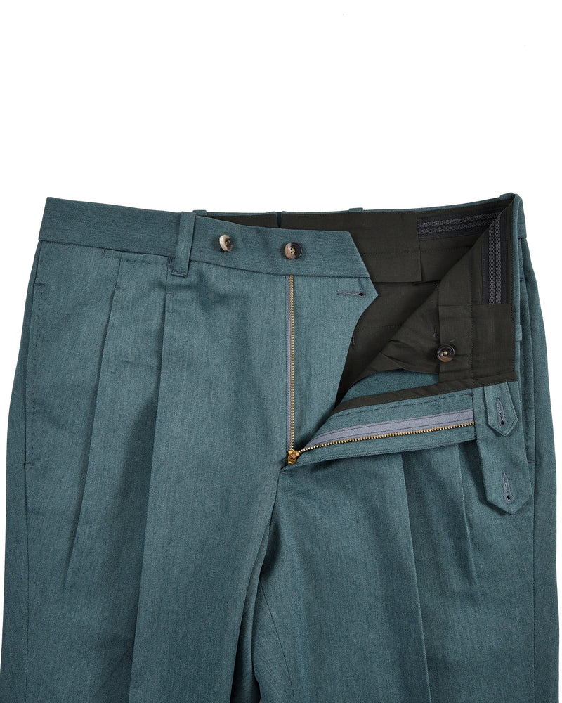 Pantalon en sergé de coton vert foncé