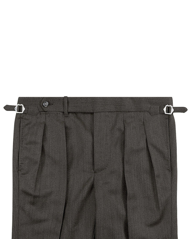 Draper: Beige verdeckte Wollhose mit hoher Taille