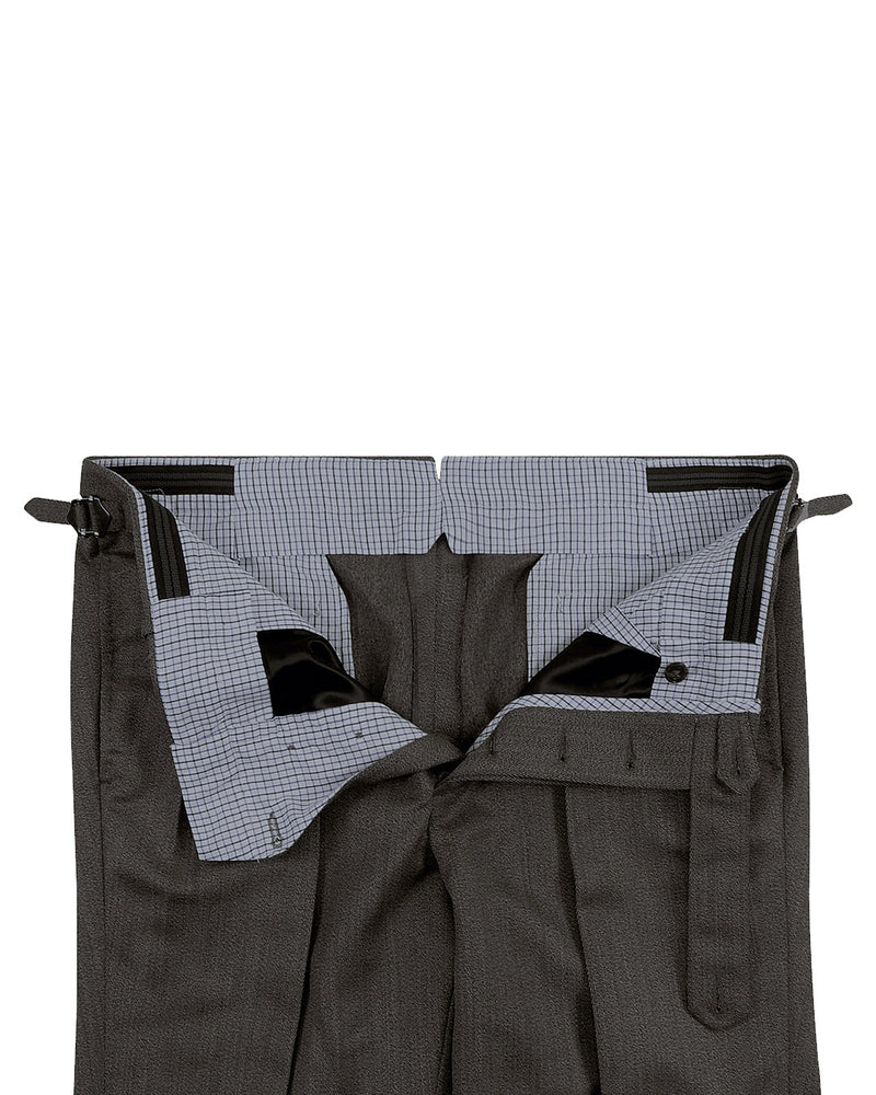 Draper: Beige verdeckte Wollhose mit hoher Taille