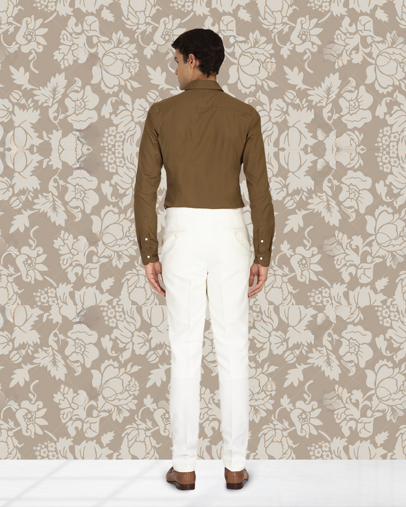 Leinen-Baumwoll-Canvas: Cremefarbene Hose