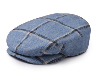 Casquette en tweed à carreaux bleus