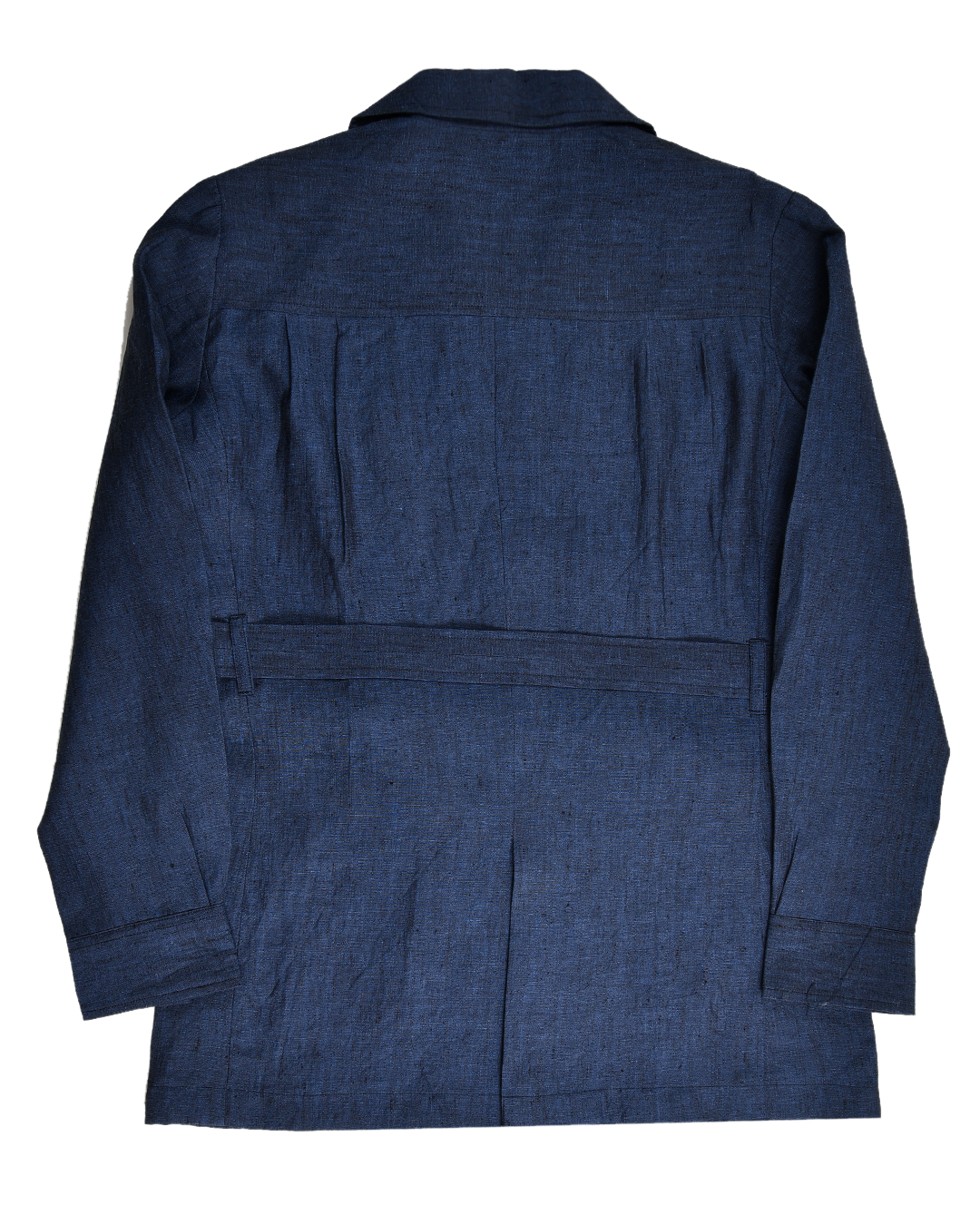 Safari-Jacke aus dunklem Indigo-Leinen