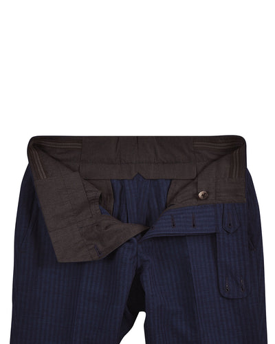 Loro Piana : Seersucker à rayures bleu foncé