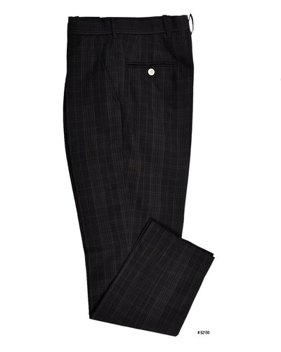 Pantalon à carreaux noirs et gris