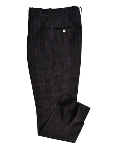 Pantalon à carreaux noirs et gris