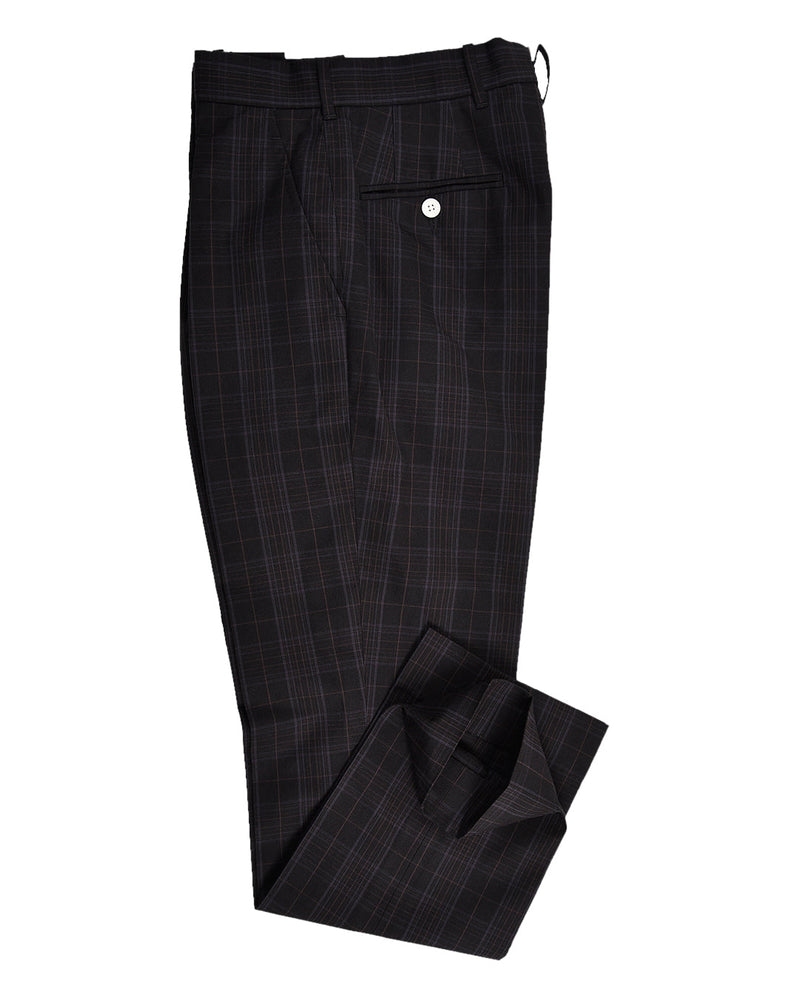 Pantalon à carreaux noirs et gris