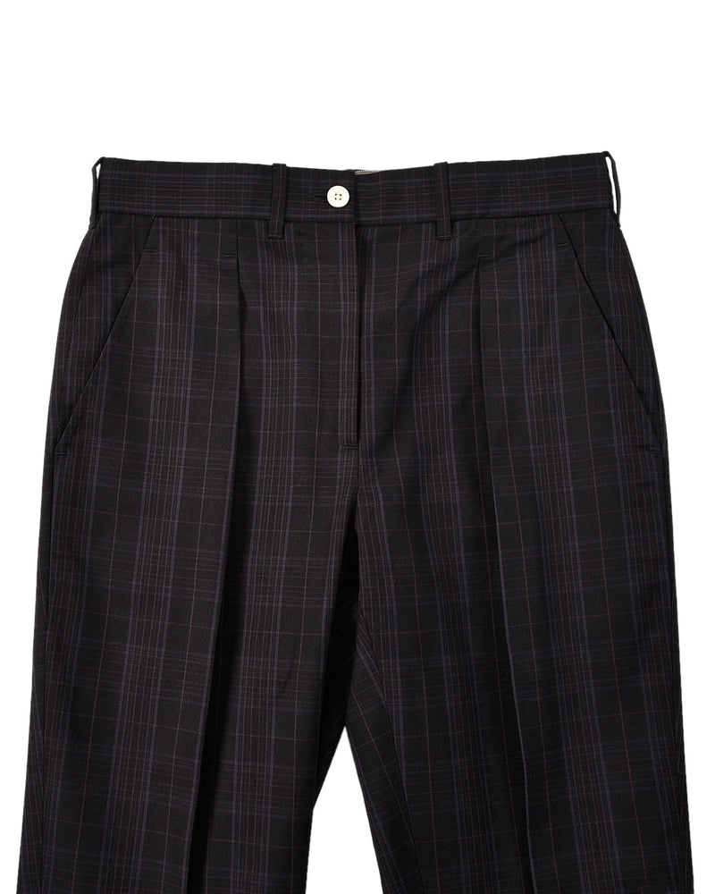 Pantalon à carreaux noirs et gris