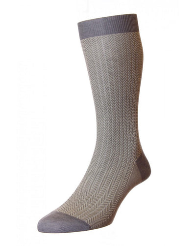 Coton Pantherella FABIAN à chevrons - Mélange gris moyen