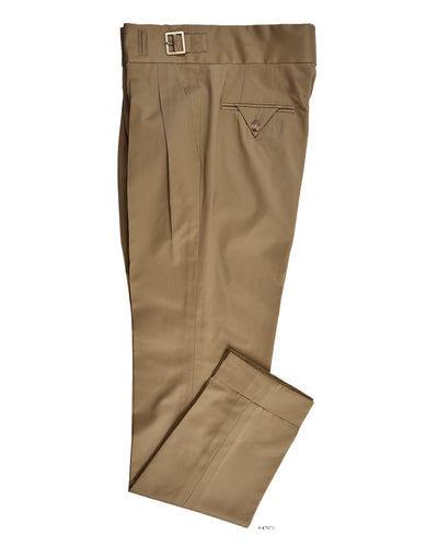 Pantalon Gurkha en sergé de coton : beige fossile sable