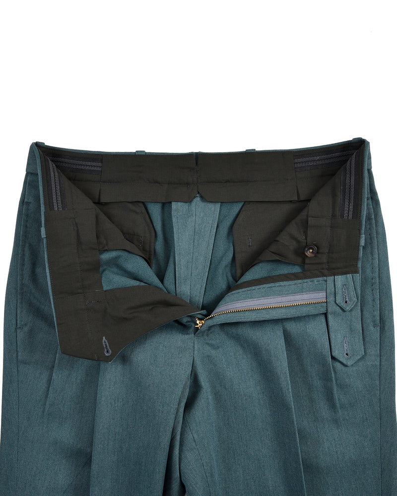 Pantalon en sergé de coton vert foncé