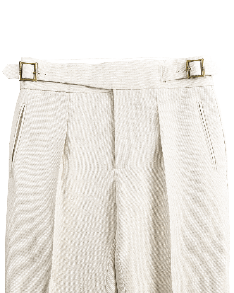 Gurkha Hose Leinen Vintage Creme Birdseye