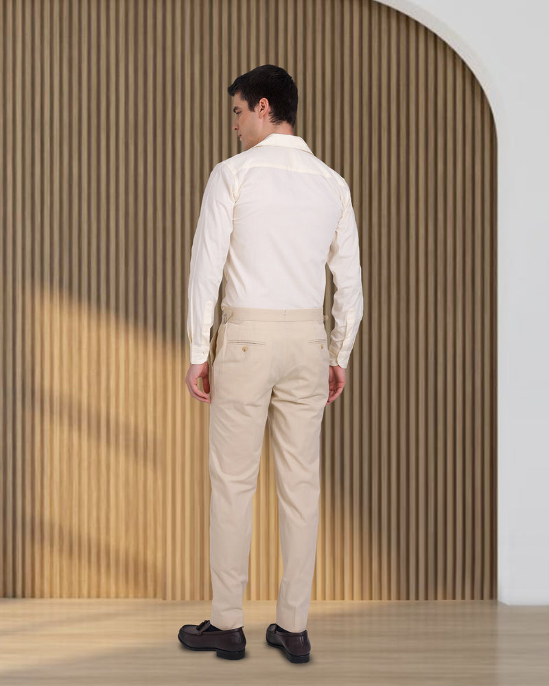 Pantalon habillé en coton kaki clair