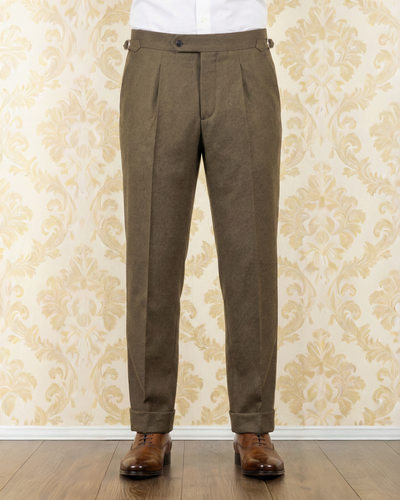 Dugdale Tobacco Wool Flannel Dress Pant