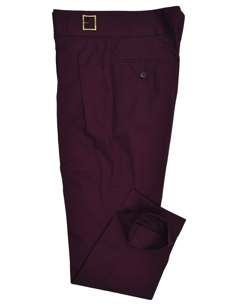 Gurkha-Hose aus mattem Fresco-Twill in Weinrot