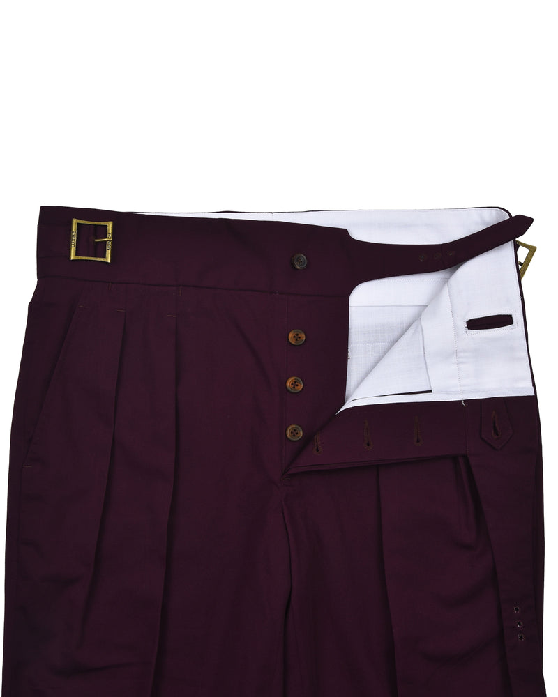 Gurkha-Hose aus mattem Fresco-Twill in Weinrot