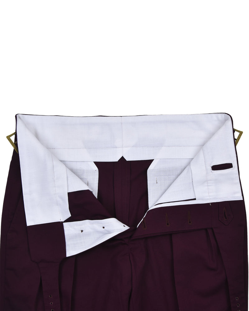 Gurkha-Hose aus mattem Fresco-Twill in Weinrot