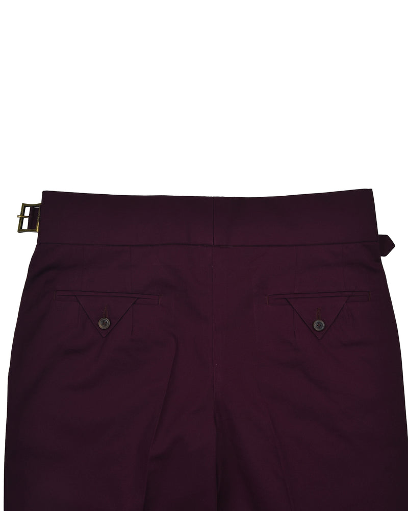 Gurkha-Hose aus mattem Fresco-Twill in Weinrot