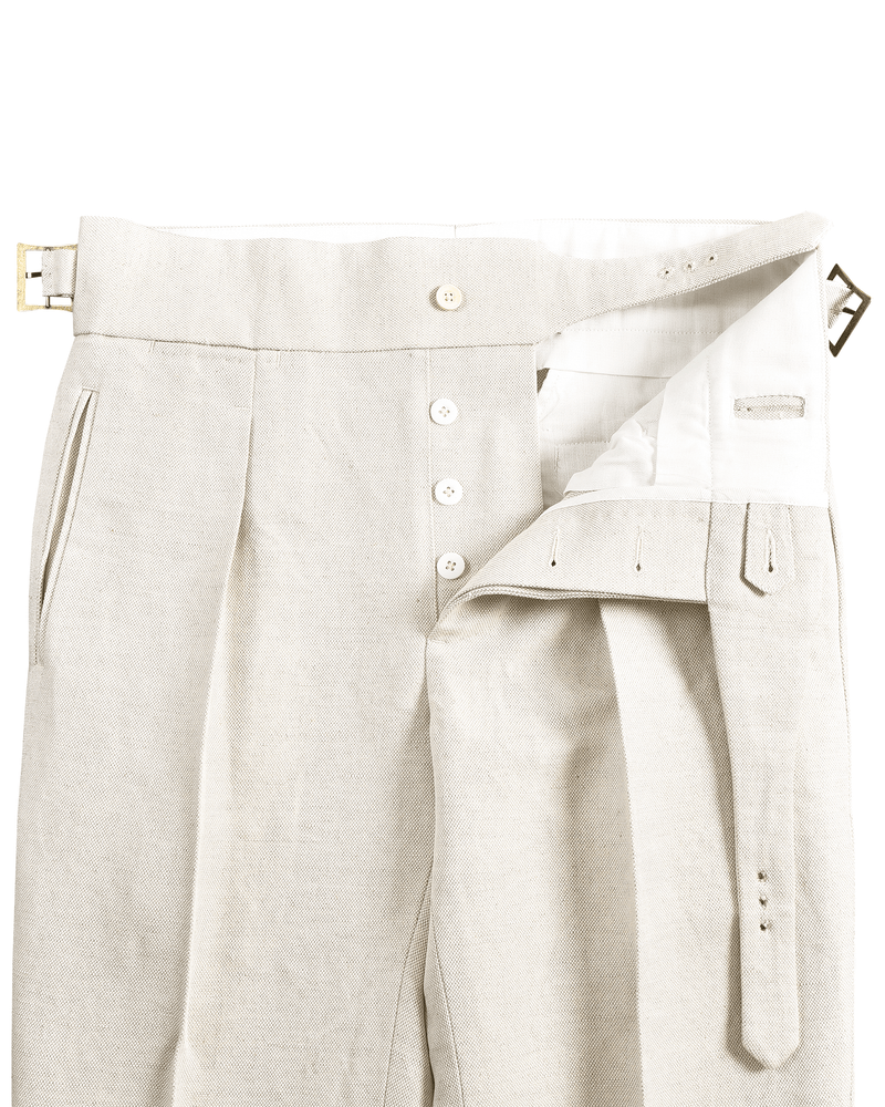Gurkha Hose Leinen Vintage Creme Birdseye