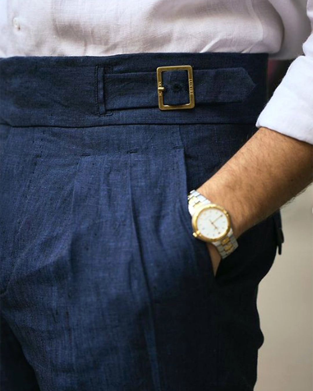 Gurkha Pants in Linen Dark Indigo