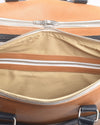 Large Travel Bag in Tan Calf Leather With Navy Trims