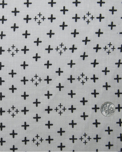 Col cubain PRÉRÉGLÉ en lin : Impression positive noire sur fond blanc