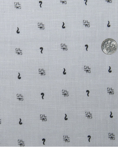 Col cubain PRÉRÉGLÉ en lin : Motifs imprimés gris sur fond blanc
