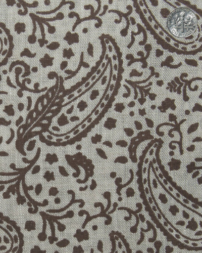 Col cubain STYLE PRÉRÉGLÉ en lin : imprimé cachemire marron