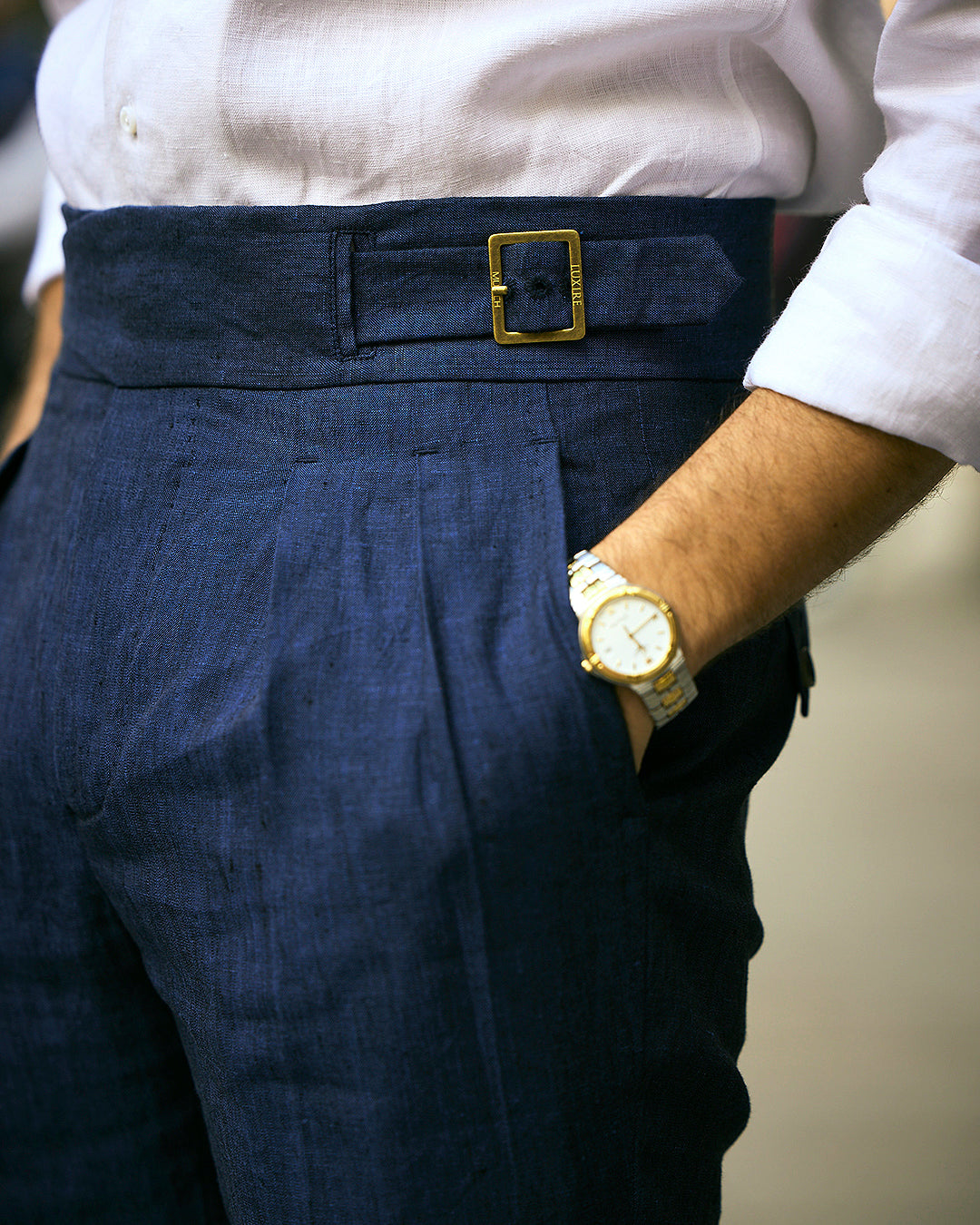 Gurkha Pants in Linen Dark Indigo