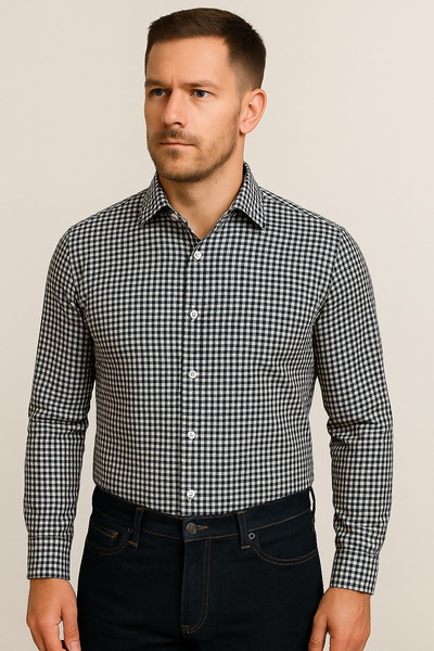 Chemise vichy noire écrue