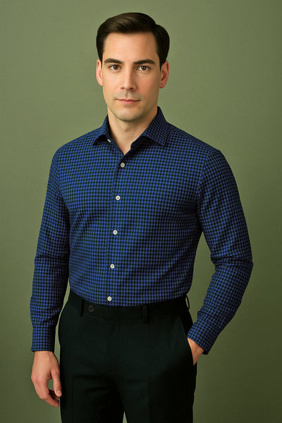 Marineschwarzer kleiner Gingham-Twill