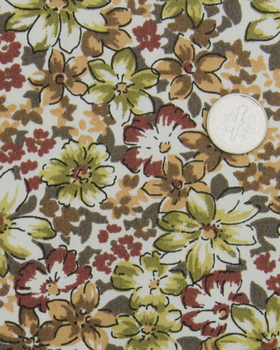 Col cubain PRÉRÉGLÉ STYLE vert olive imprimés bordeaux sur blanc