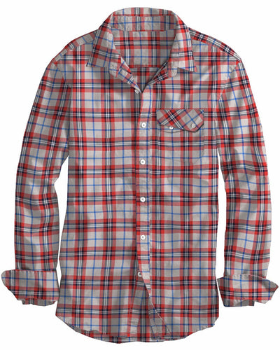 carreaux madras en sergé rouge marine crème